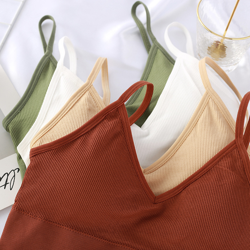 Xinkeke Fashionable and Comfortable Underwear Sports Yoga Vest Tube Top with Braces and Breast Pad Anti-Exposure Sexy Seamless Brassiere