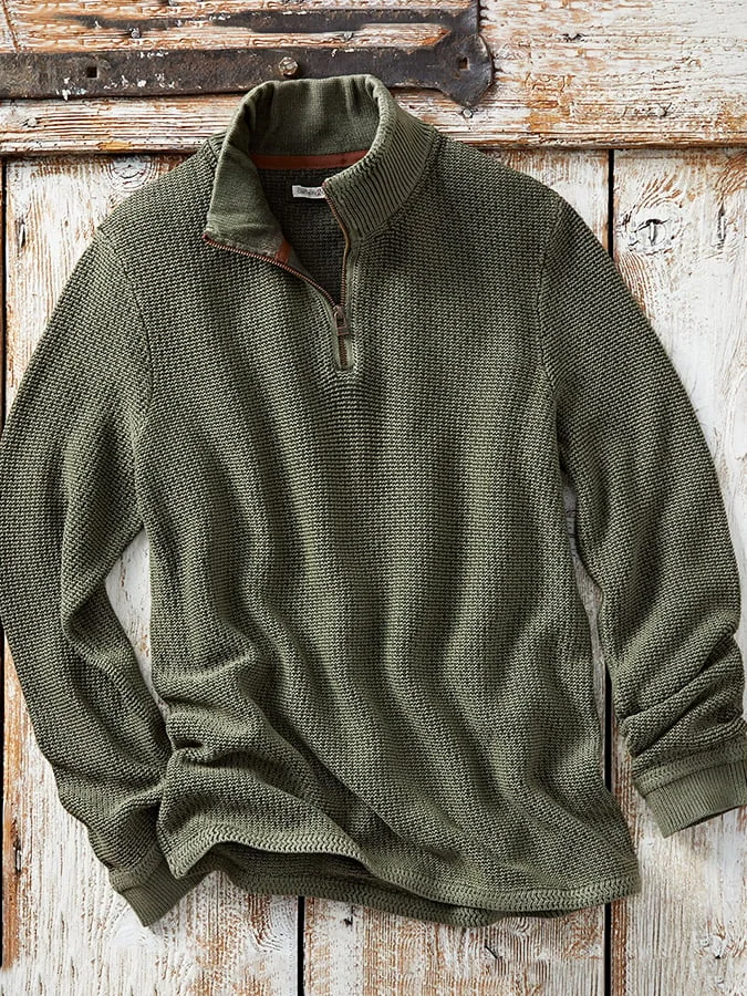 Men's Retro Half-Zip Stand Collar Sweater