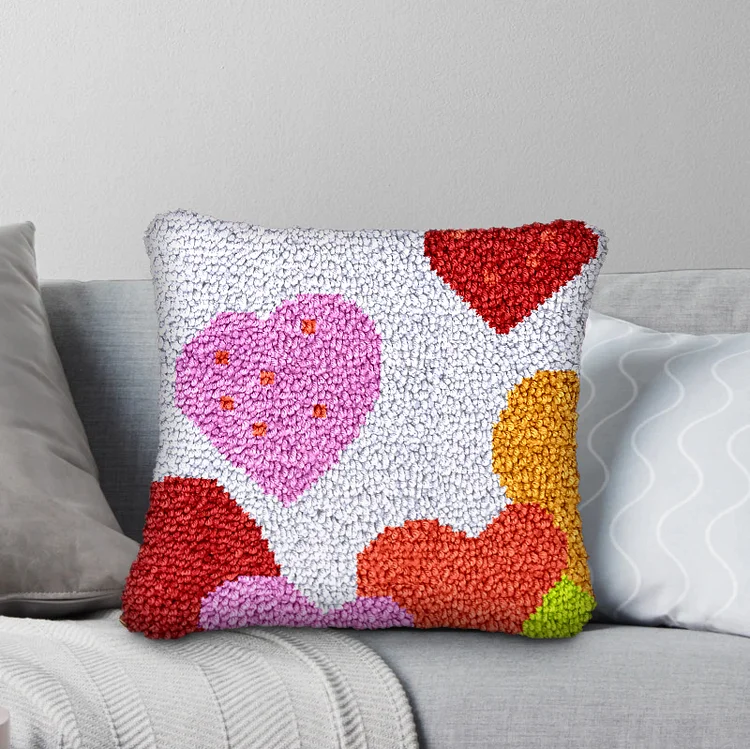 Lots of Love Hearts Latch Hook Pillow Kit for Adult, Beginner and Kid veirousa