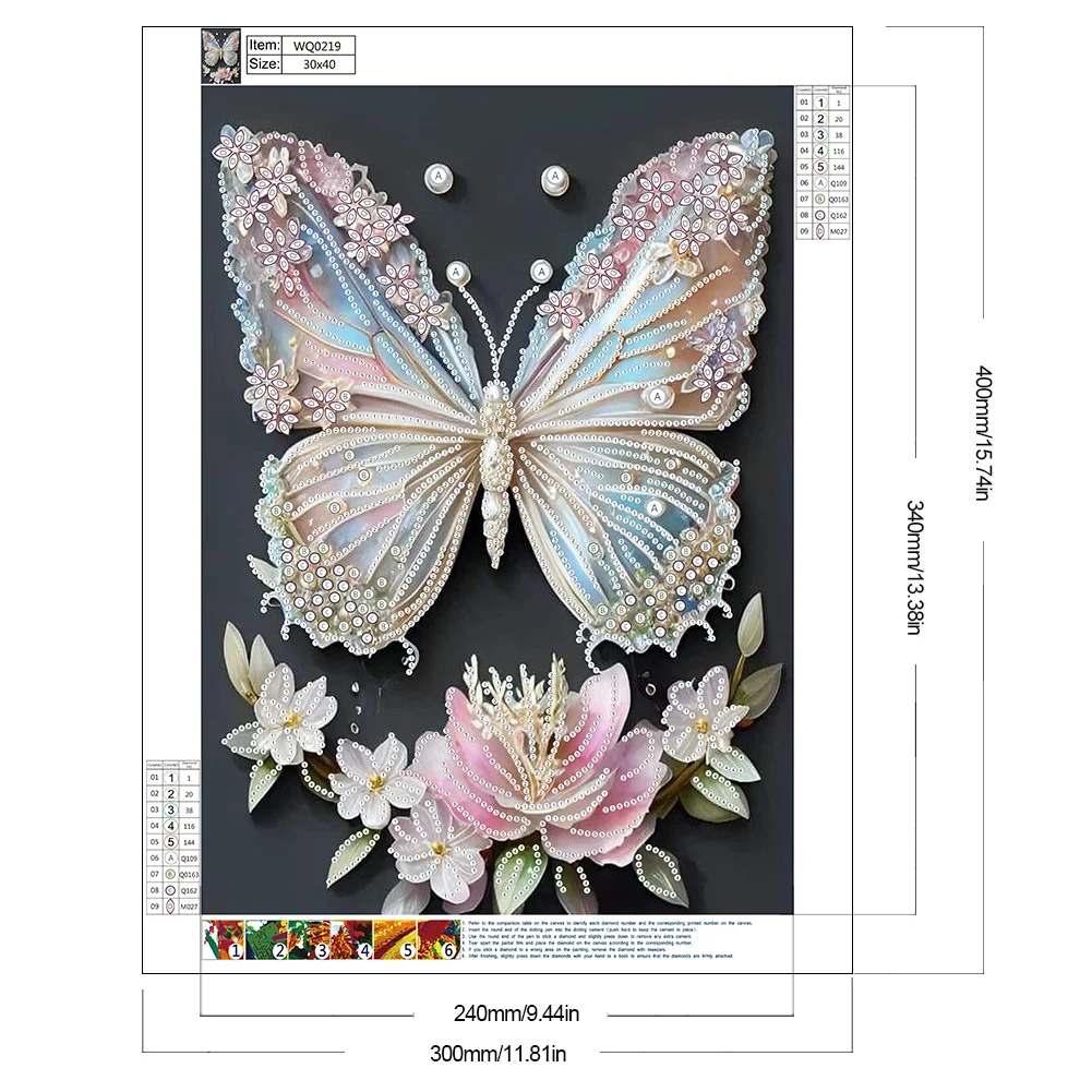 Diamond Painting - Partial Special Shaped Drill - Flower Butterfly(Canvas|30*40cm)