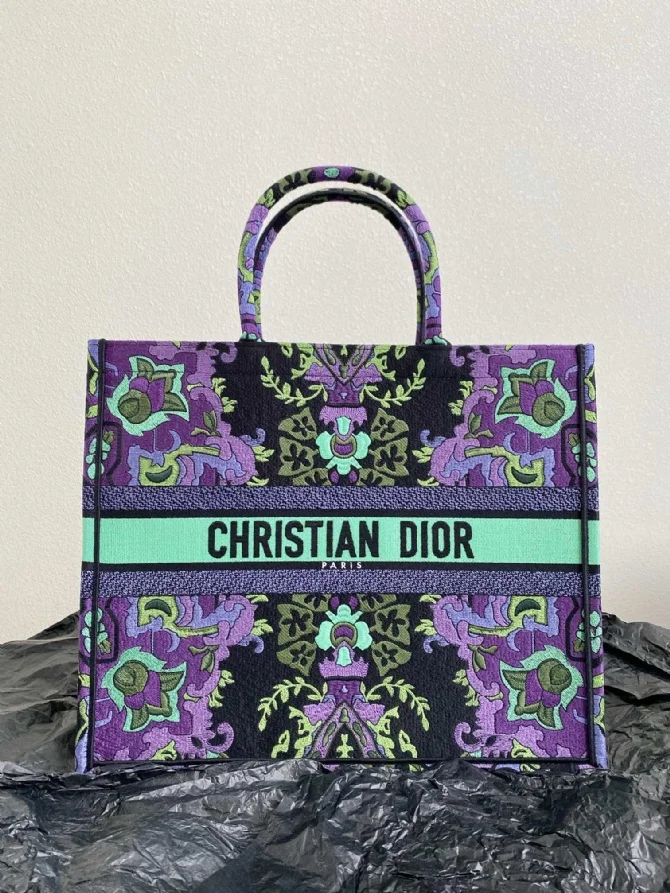 Dior CD book tote23最新購物袋漫花紫大號 42cm