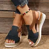Gioiacombo&trade; Sandali con zeppa con fibbia stile romano da donna