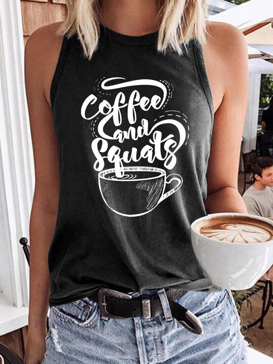 Women Coffee And Squats Tank Top