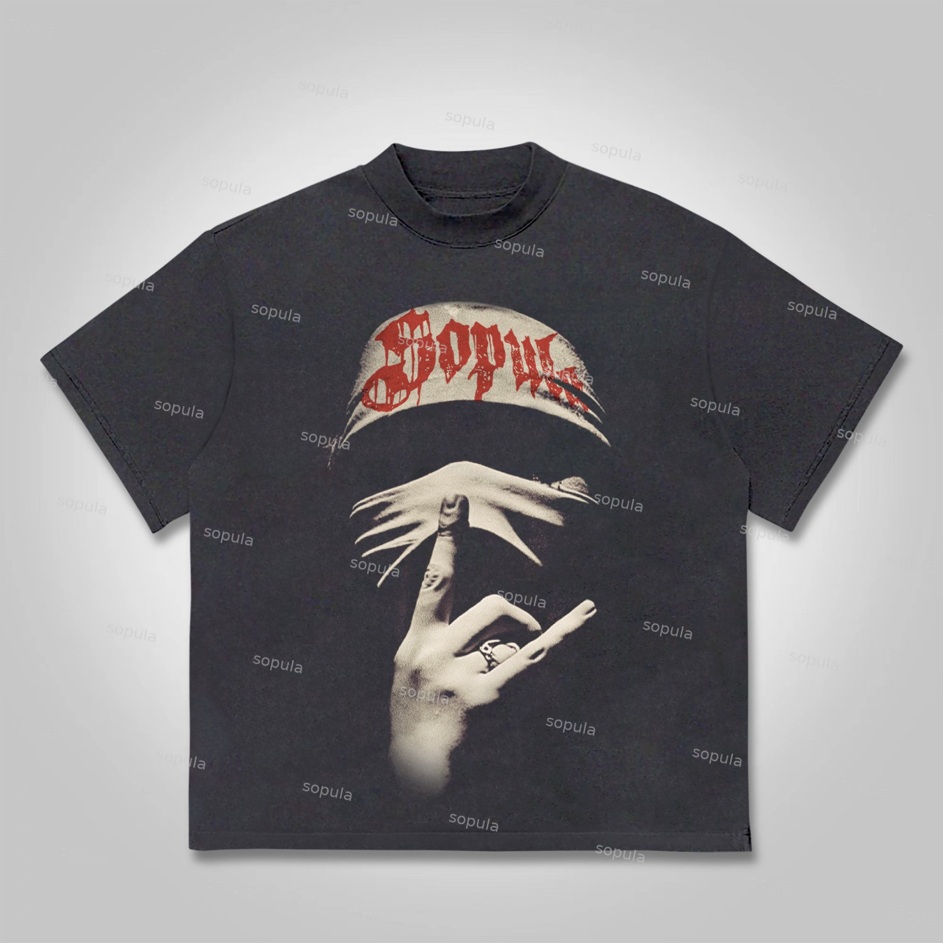 Sopula Grunge Punk Portrait Print Cotton T-shirt - SOPULA