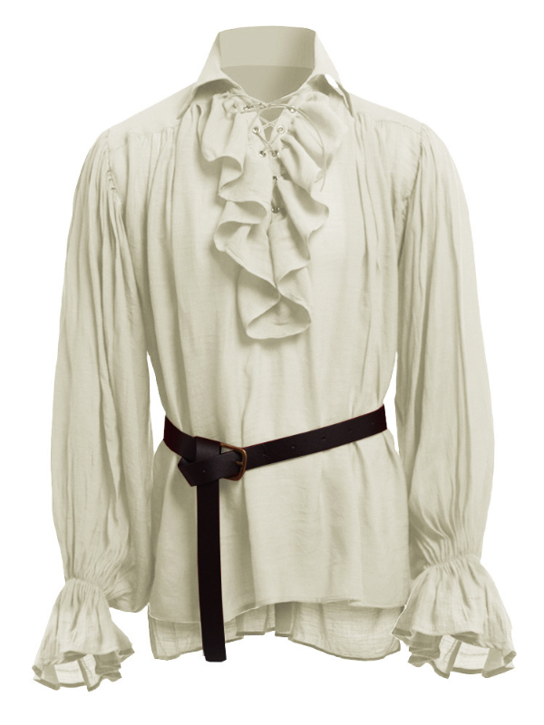 Medieval Lotus Leaf Belted Puffy Sleeves Top