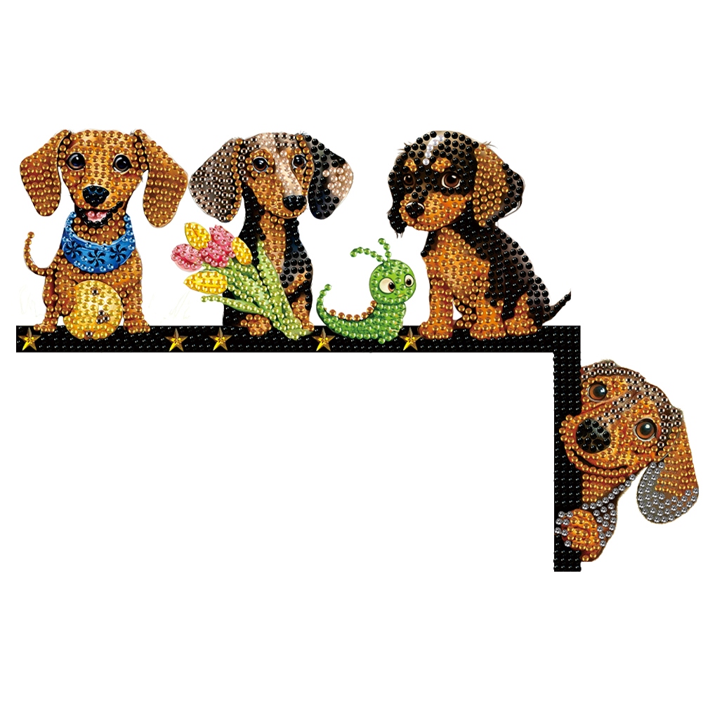 Dachshund Rhinestone Door Frame Decor 5D DIY Wooden Door Topper for Party Favors