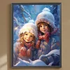 Diamond Painting-DIY Full Round Drill Girl In The Snow