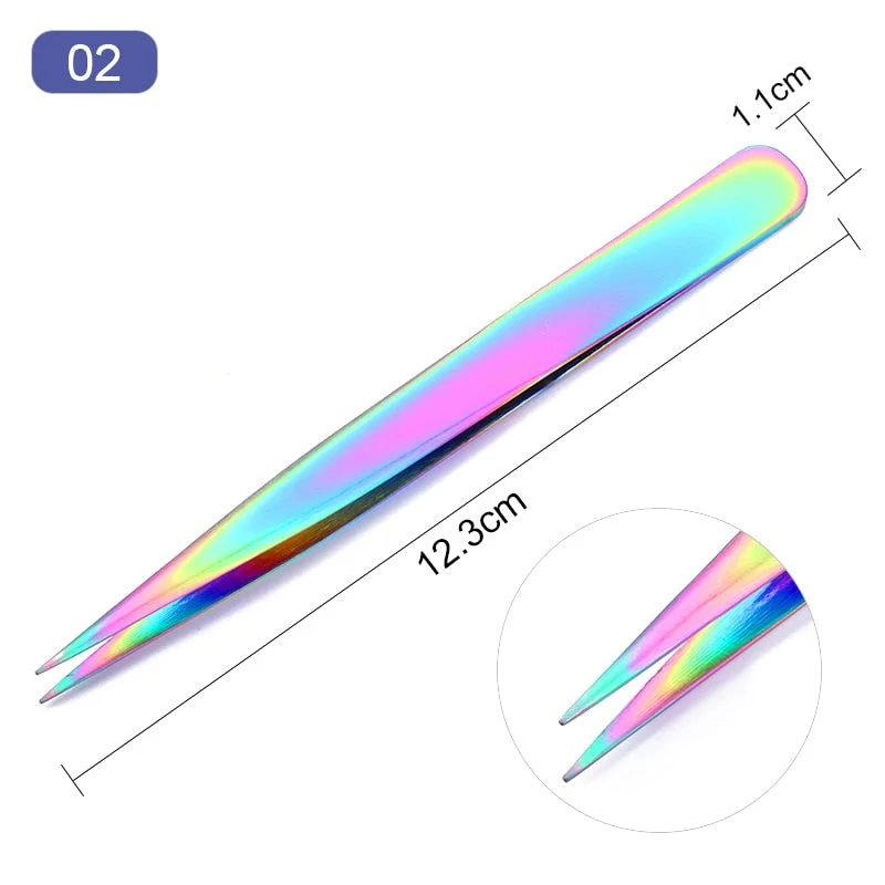 8 Style Colorful Cuticle Pusher Tweezer Nails Pusher Tools Cuticle Trimmer Dead Skin UV Gel Polish Stainless Steel Clean Tools-Nail Inspo