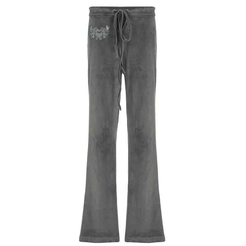Colourp Colourp Wind Y2K Retro Hot Diamond Velvet Micro La Pants Autumn And Winter New Simple Basic All-Match Casual Pants