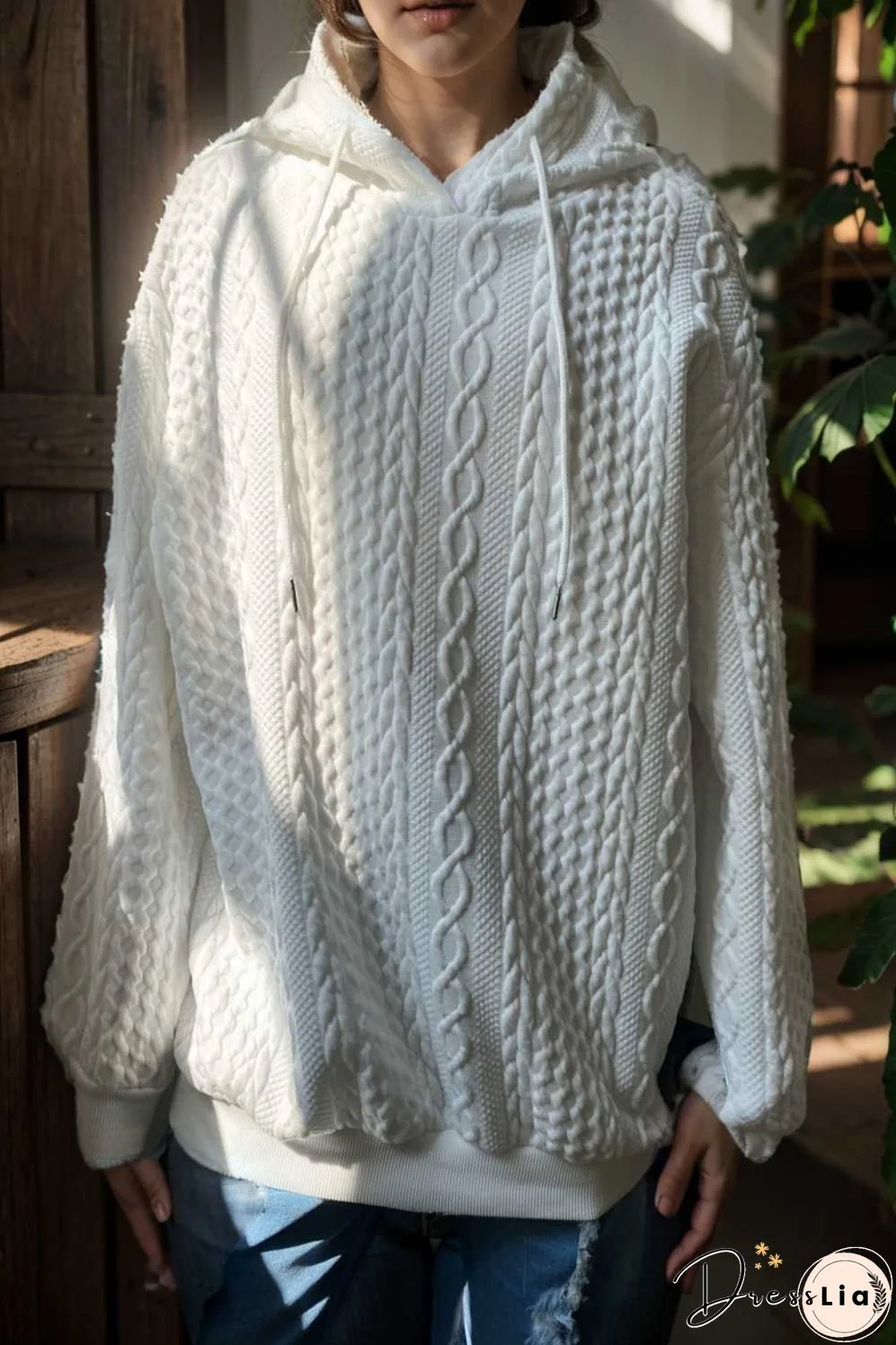 plus size casual hoodie women s plus solid ribbed long sleeve slight stretch hoodie drawstring sweatshirt