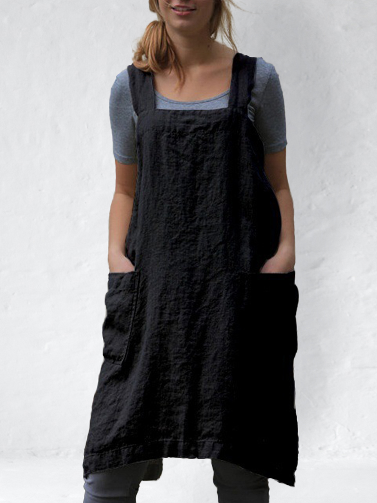 Simple Utility Cross Back Apron-coollova:luchamp