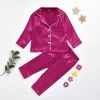Kid Baby Girl Boy Silk Satin Tops Pant Long Sleeve  Pajamas