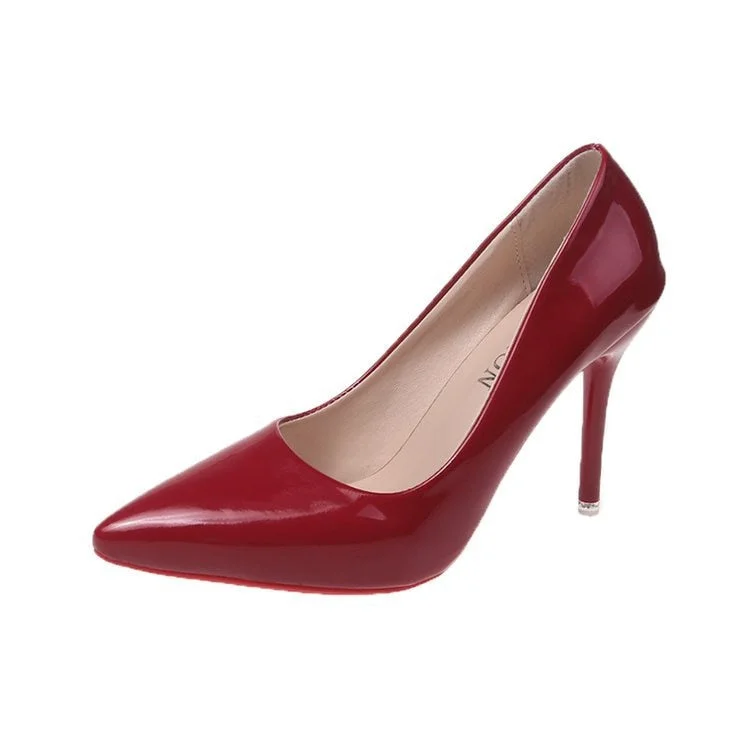 2021 New Women Yellow Blue 10cm High Heels PU Leather Female Scarpins Office Pointed Toe Tacons Pumps Shoes Plus Size