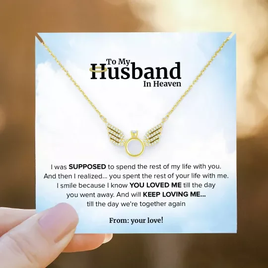 To My Husband in Heaven Guardian Angel Wings Necklace