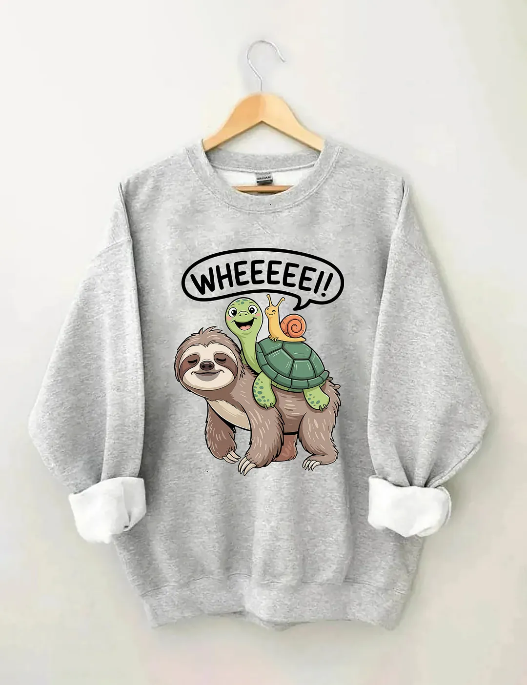 Wheeeee Sloth Turtle Snail Sweatshirt