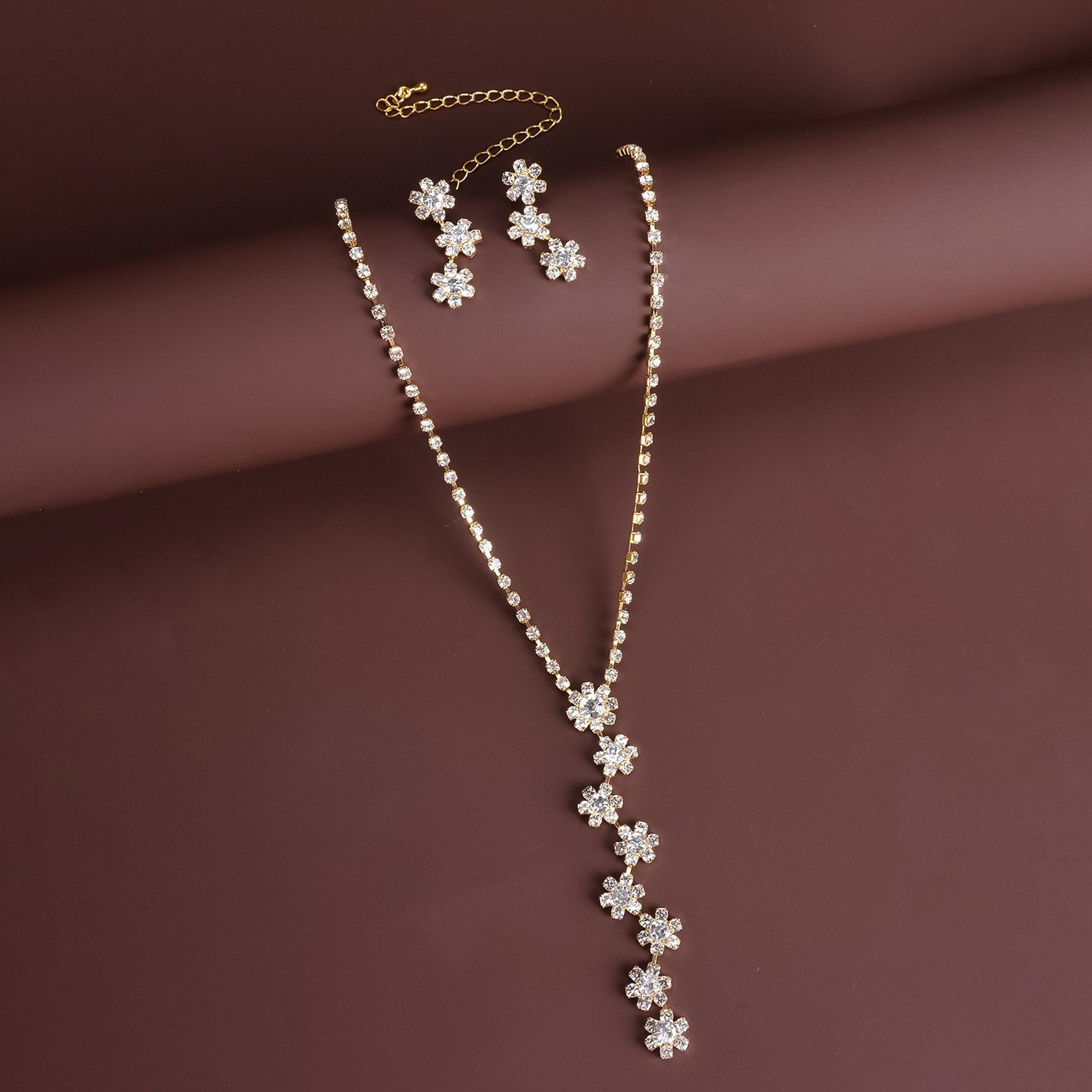 Diamond Tassel Drop Earrings Necklace Two Piece Set | Oxredo Shop Ramadan Sale