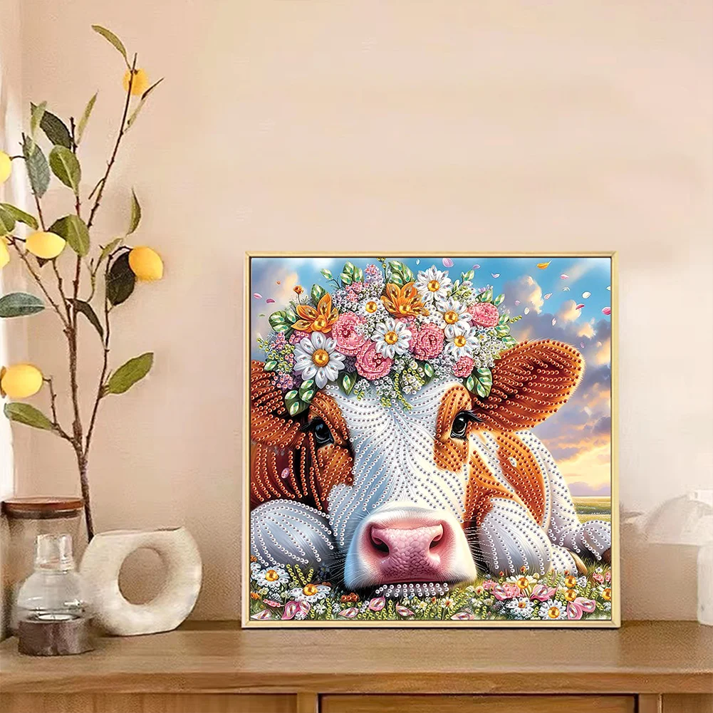 Diamond Painting - Partial Special Shaped Drill - Flower Cow(Canvas|30*30cm)