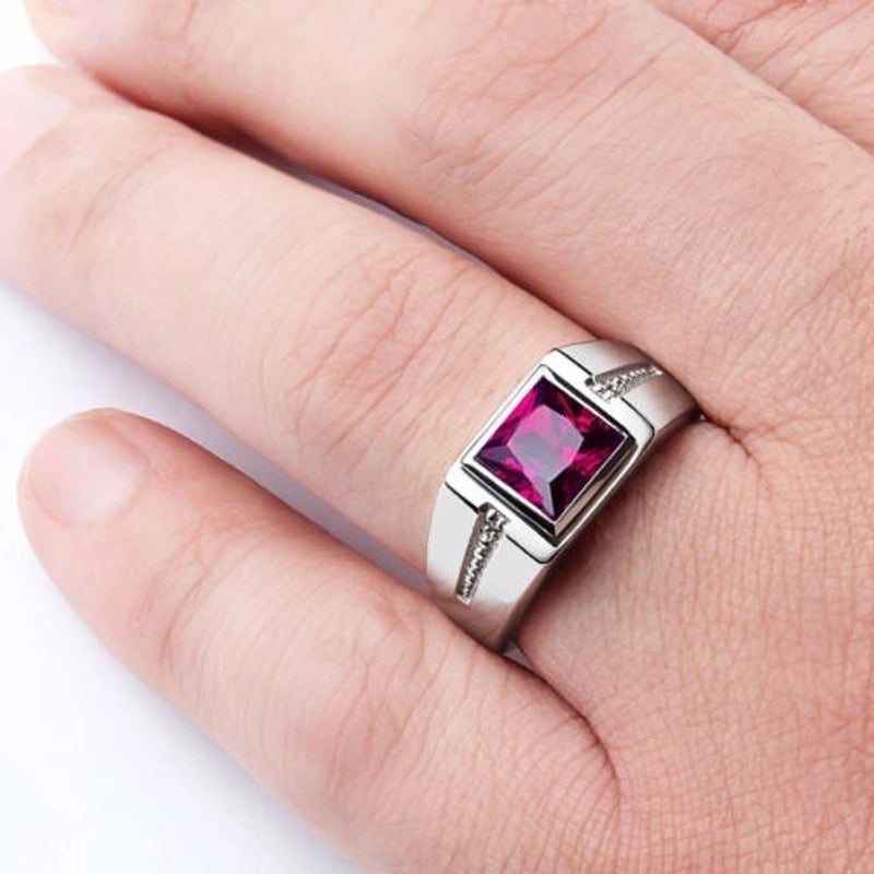 Retro Square Alloy Plating Inlay Artificial Gemstones Unisex Rings
