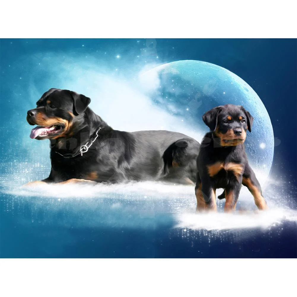 Full Round Diamond Painting - Dogs Moon(30*40cm)