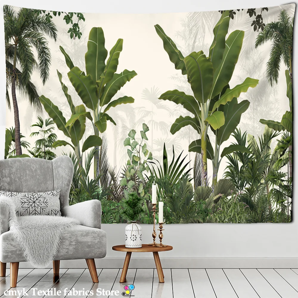 Nigikala Banana Tree Tapestry Wall Haning Psychedelic Hippie Oil Painting Tapiz Tropical Plants Background Cloth Boho Decor