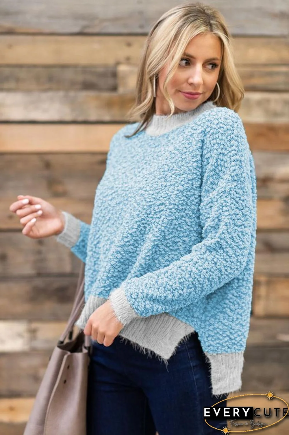Sky Blue Popcorn Sweater