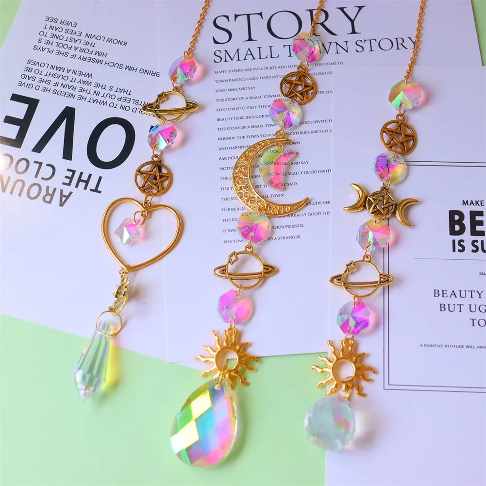 Star Crystal Chandelier Lighting Wind Chimes Curtain Home Garden Pendants