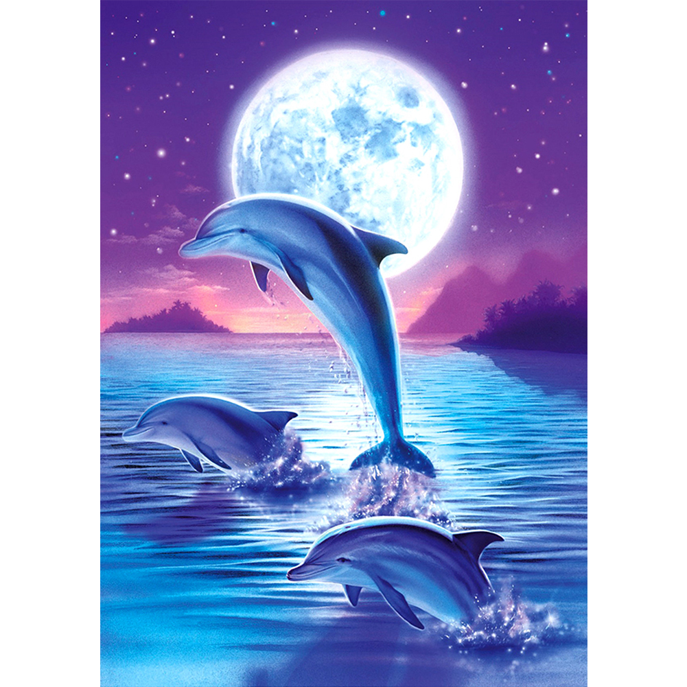 Dolphin Jump 30x40cm(canvas) full round drill diamond painting