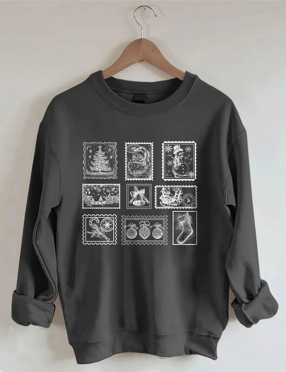 Retro Christmas Postage Stamp Sweatshirt