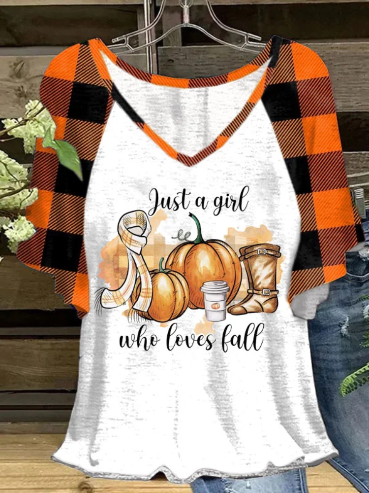 Women's Just A Girl Who Loves Fall print Casual T-shirt artswardrobe