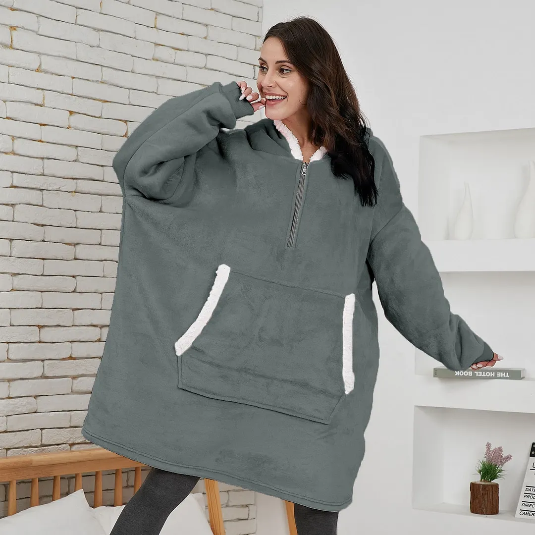 Oversized Hoodie Blanket with Sleeves Men Women Sweatshirt Winter Fleece Streetwear Sherpa Giant Hoodies sudaderas con capucha