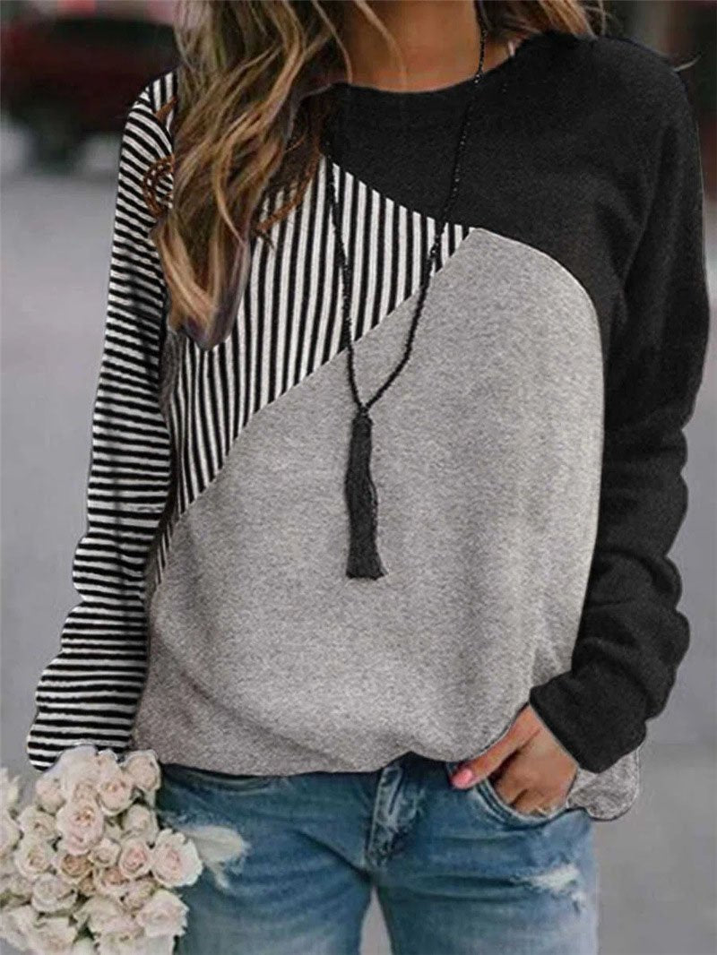 Women Long Sleeve V-neck Graphic Floral Printed Top