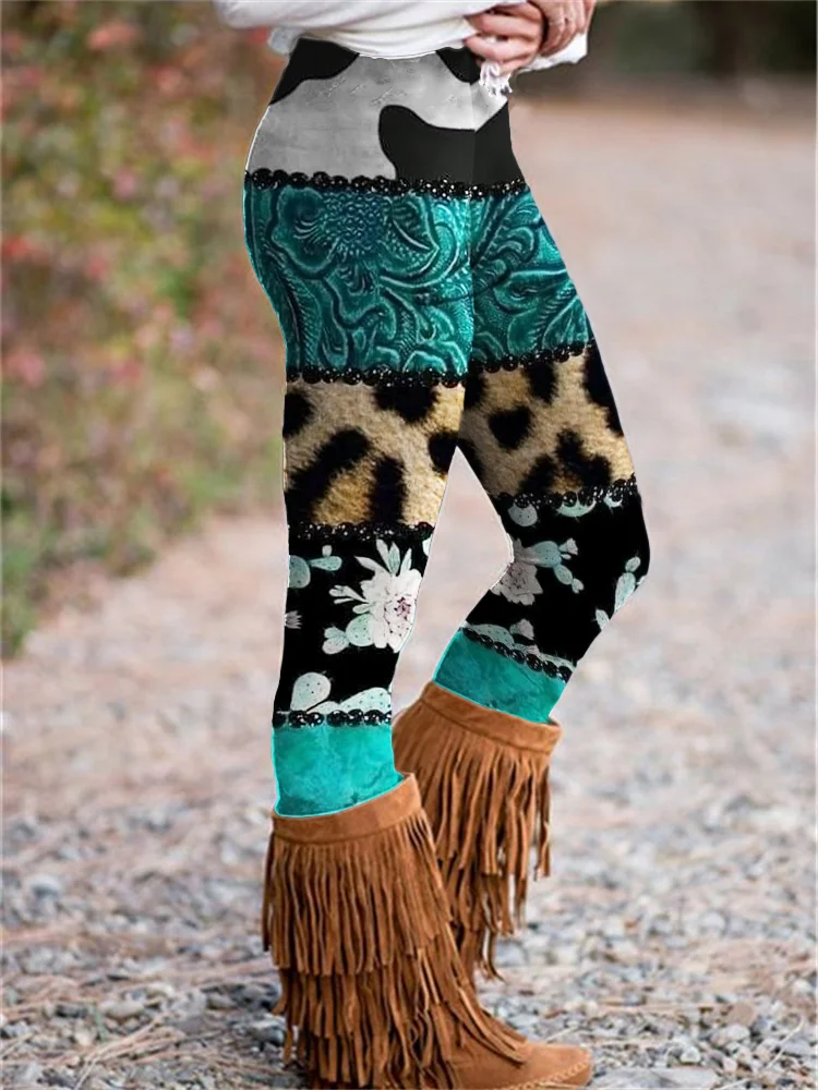 Western Classic Elements Patchwork Art Leggings