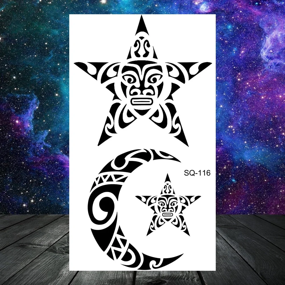 Pirate Anchor Rose Flower Temporary Tattoos For Women Adult Kids Lion Skull Dragon Snake Fake Tattoo Neck Arm Hands Small Tatoos