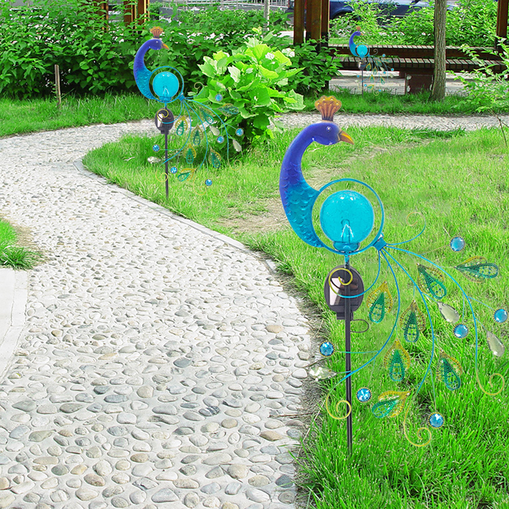 

LED Solar Light Red Bird Peacock Lawn Stakes Lamps Yard Art Garden Decor, 501 Original