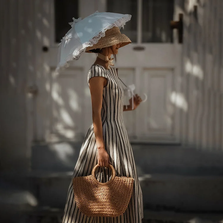 Ladies Retro Stripe Elegant Dress