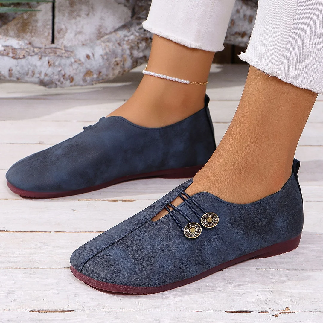 Breakj Breakj Summer New Soft Leather Flat Soles Women's Round Head Shallow One-Foot Pedal Large Women's Shoes