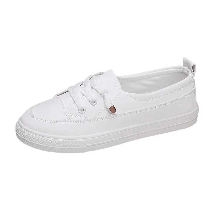 Churchf Churchf Summer New Solid Color Round Head Board Shoes Female Students Leather Face Single Shoes Korean Version Ins Wind Casual Small White Shoes Female