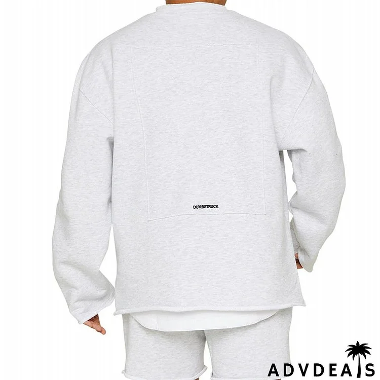 Men Casual Round Neck Long Sleeve Loose Sports Sweatshirt