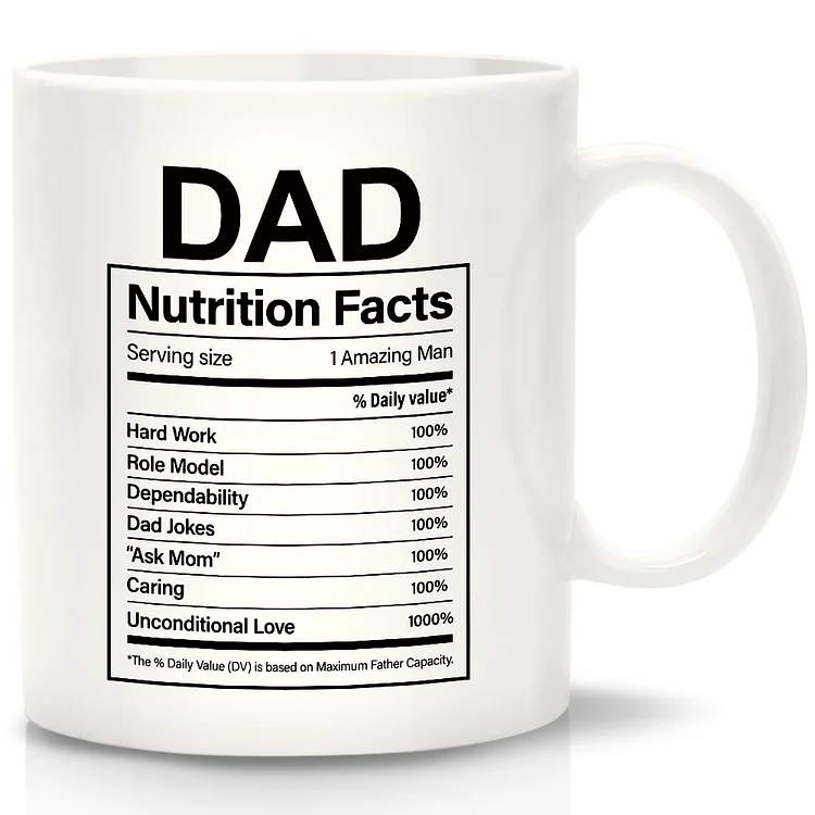 Ceramic Cup Handle Fathers Day DAD Nutrition Facts Milk Tea Home Juice Mugs
