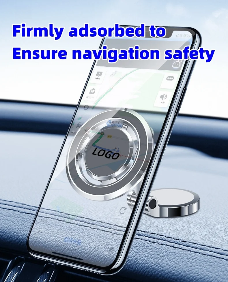 Car magnetic mobile phone navigation bracket (With laser car logo)
