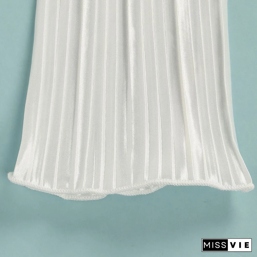 Pleated Loose Blouse Crop Top Wide Leg Pants Outfits