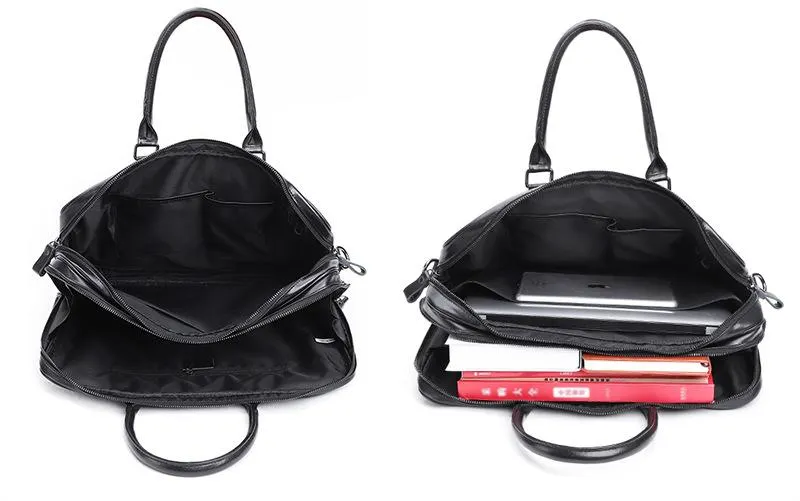 Retro Men's Leather Brifecase 15.6 Laptop Portable Bag