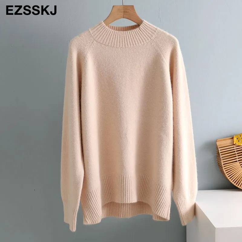 casual thick big Autumn Winter o-neck oversize Sweater Pullover Women warm chic female loose cashmere Basic wool Sweaters pull