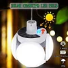 Solar Folding Football Bulb Folding LED Football Bulb Solar Pendant Light with Hooks for Home Garage Party Decoration