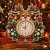 Acrylic Special Shape Xmas Deer Diamond Pearl Painting Clock Handicraft Hanging Kit