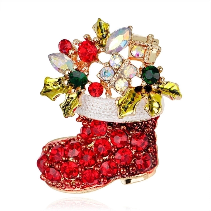 Fashion Pin Santa Claus Star Elk Alloy Plating Rhinestones Women’S Brooches