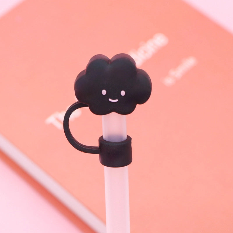 5 Pieces Silicone Straw Cap Flower Cartoon Baiyun Cup Straw Protective Cover Dust Plug 10mm