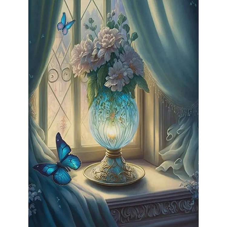 Flower Vase 30*40CM(Canvas) Full Round Drill Diamond Painting gbfke