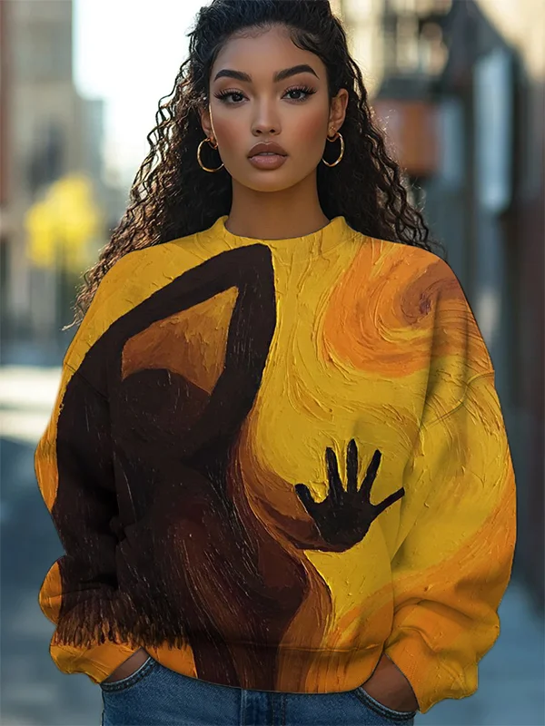Women's Sexy Woman Oil Painting Print Casual Sweatshirt