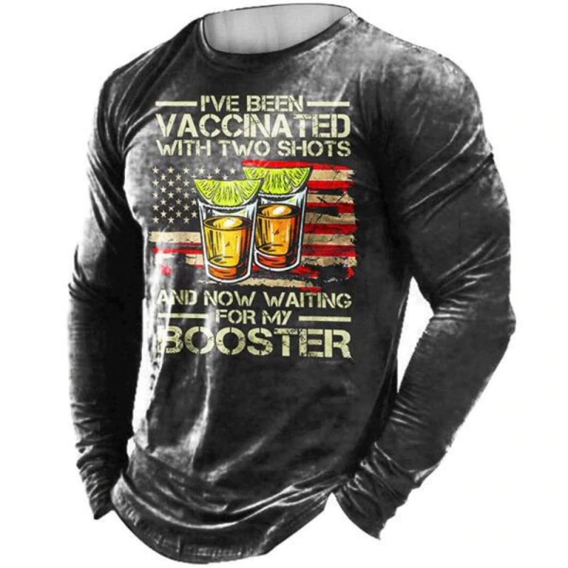 Men's Round Neck Printed Long Sleeve Fashion T-shirt